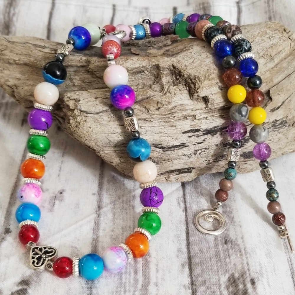 Multi colored glass beaded necklace